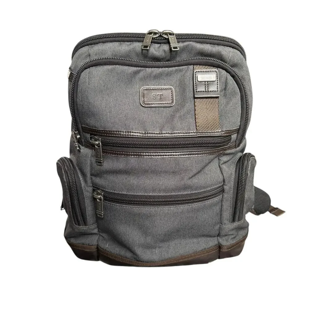 Tumi Gray Nylon Laptop Backpack Men One Size Multi Pocket Travel Bag Daypack